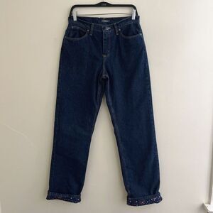 CABELAS Vintage Women’s Fleece Lined Straight Leg High Rise Cuffed Jeans- 6 Long